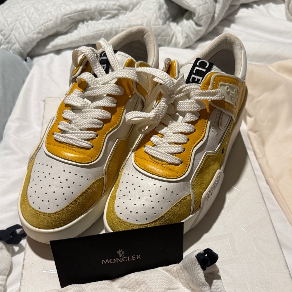 Moncler Unisex Sneakers in White and Yellow